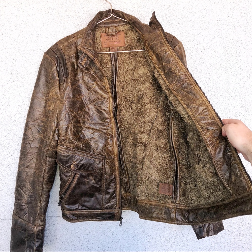 GUESS x MARCIANO | Brown Fur-Lined Blazer Jacket - Picture 3 of 3